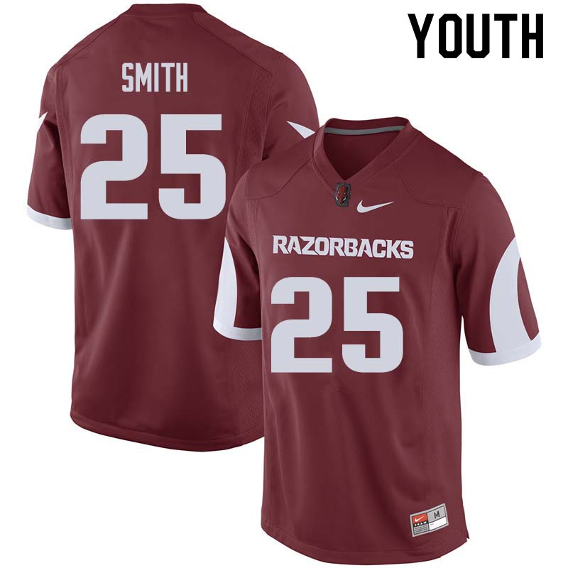 Youth #25 Micahh Smith Arkansas Razorback College Football Jerseys Sale-Cardinal